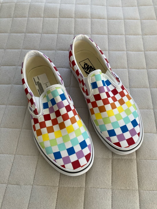 Vans Shoes - Vans Women’s Slip-On Multicolor Rainbow Checkerboard Sneakers